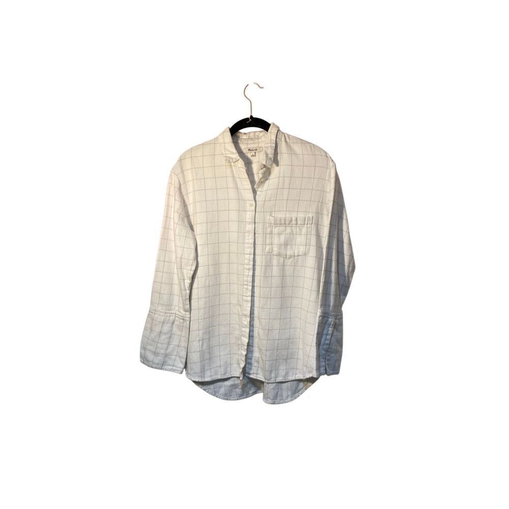 Madewell women’s window pane print long sleeve flannel shirt, size small ￼